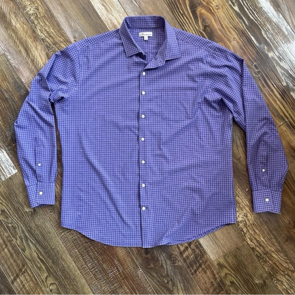 Peter Millar Hills Purple Check Long Sleeve Button Up Shirt Men's Size XL - Picture 1 of 4